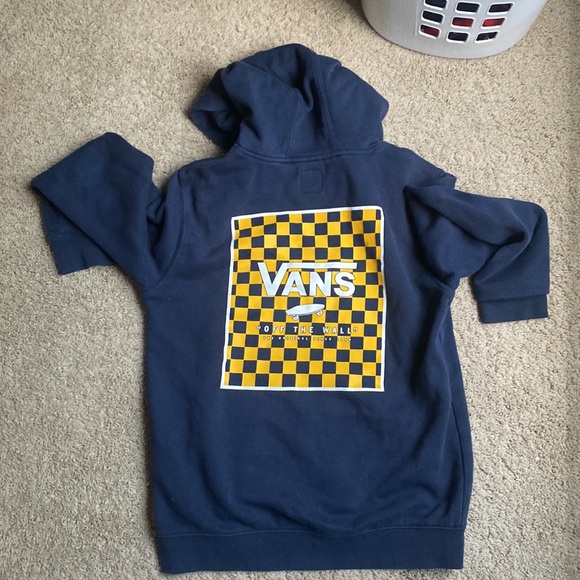 Navy blue vans checkered hoodie youth size large - Picture 2 of 3